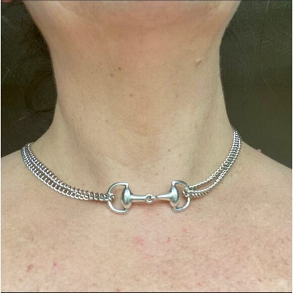 Sterling Silver HorseBit Necklace Bracelet Set Matching Snaffle Stirrup D Ring - Picture 9 of 10
